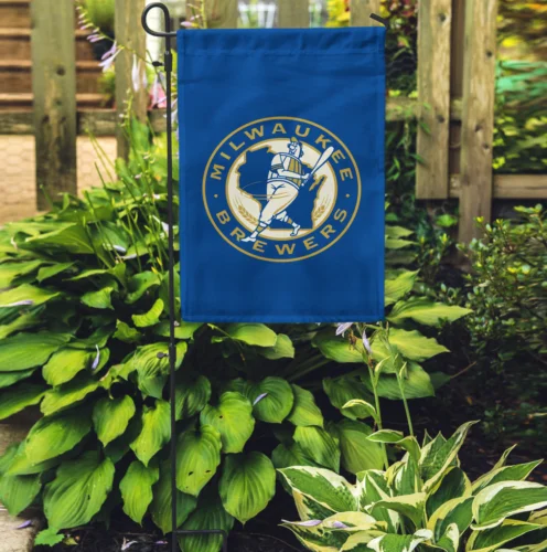 ميلووكي برويرز 11.5 بوصة × 17.5 بوصة علم الحديقة / لافتة الفناء #3