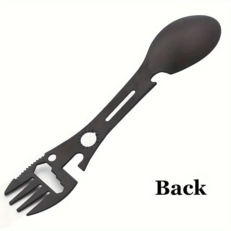 

Multifunctional Whistle Knife Outdoor Camping Survival Spork Kitchen Multifunctional Wrench Bottle Opener Spoon.
