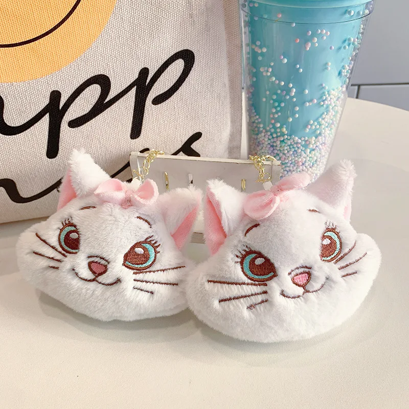 かわいいディズニーマリー猫白ぬいぐるみキーホルダーミニ小銭入れアニメぬいぐるみバックパックジュエリーペンダントスクールバッグペンダント飾り