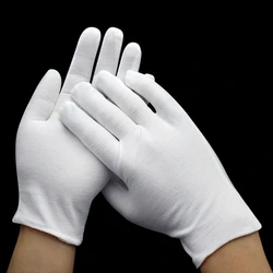 12 Pares de Guantes de Algodón Blancos Hidratantes para Eczema, para Manos Secas, Lavables, para Dormir, Joyería, Monedas de Plata, Spa