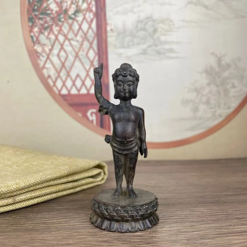 

Antique Style Old Prince Buddha Statue Desktop Ornament Brass Bath Buddha Shakyamuni Bath Buddha Buddha Hall Copper Home Buddha