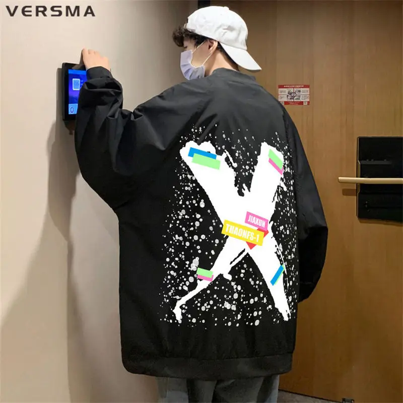 Versma japonês designer de beisebol bomber jaqueta casaco masculino feminino plus size primavera graffiti impresso jaquetas dos homens casacos dropshipping