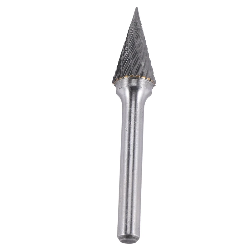 Tungsten Carbide Burr Pointed Cone Shape Double Cut Rotary Burrs File 70X12mm With 1/4 Inch Shank Dia