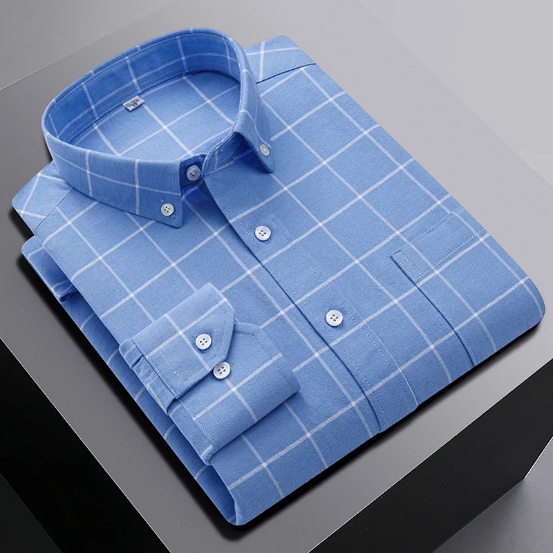 Novità nella camicia ovresize camicie a maniche lunghe in cotone 100% da uomo slim fit camicia formale tinta unita plaid top casual abiti neri firmati