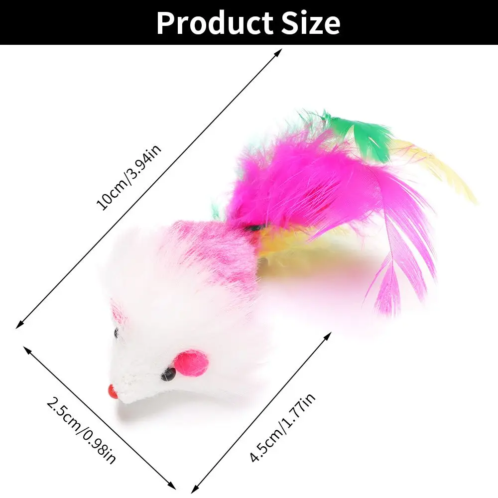 10Pcs Funny Cat Mouse Toys Interactive Mice Rattle Set for Indoor Cats and Kittens Assorted Color Catnip Toys with Feather Tail