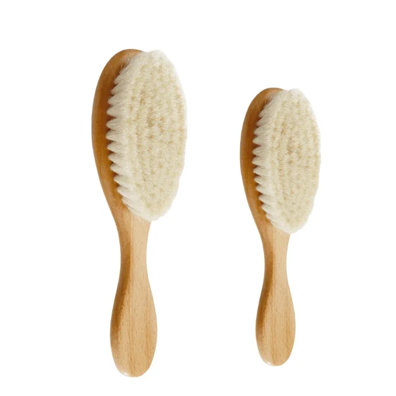 New Baby Care Pure Natural Wool Baby Wooden Brush Comb Brush Baby Hairbrush Newborn Hair Brush Infant Comb Head Massager