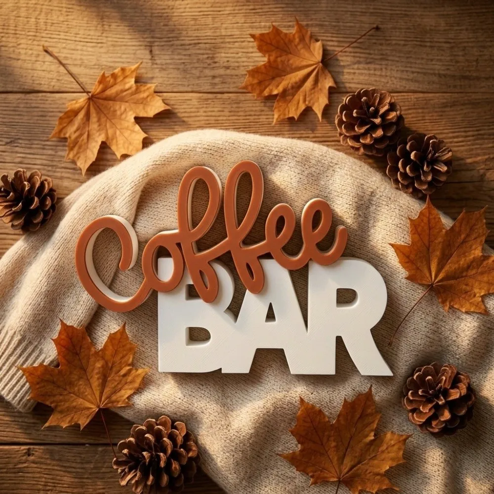 Two-Tone Color Coffee Bar Tabletop Statue Coffee Themed Geometric Lines Coffee Tray Decor Figurine Minimalist Plastic