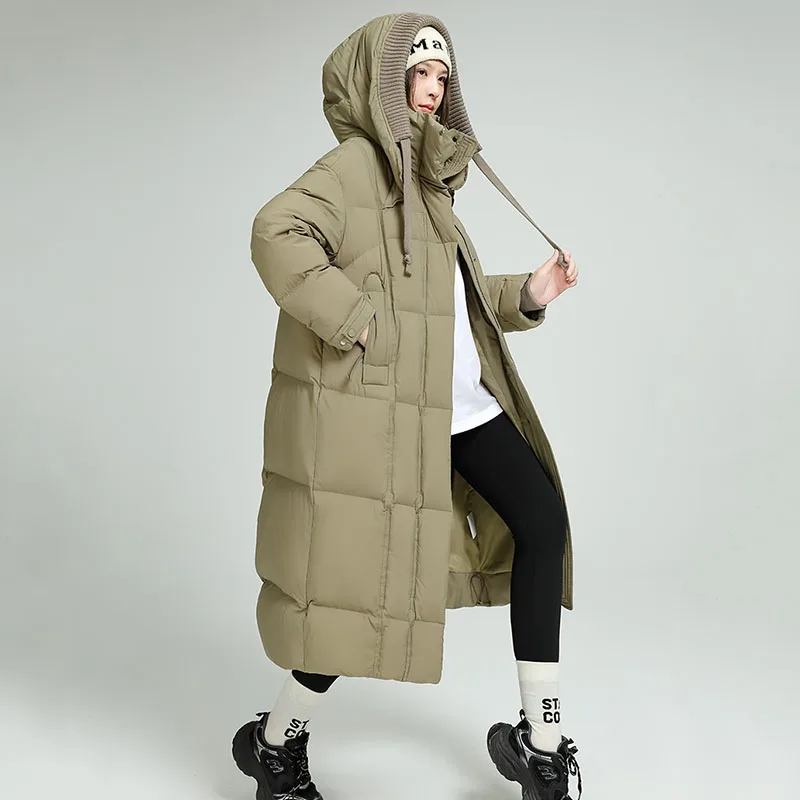 Verdickte warme Kapuze Damen Daunenjacke 2025, neuer Winter, lose 90 Entendaunen, hochwertige Damen-Daunenjacke, Parker-Mantel H724