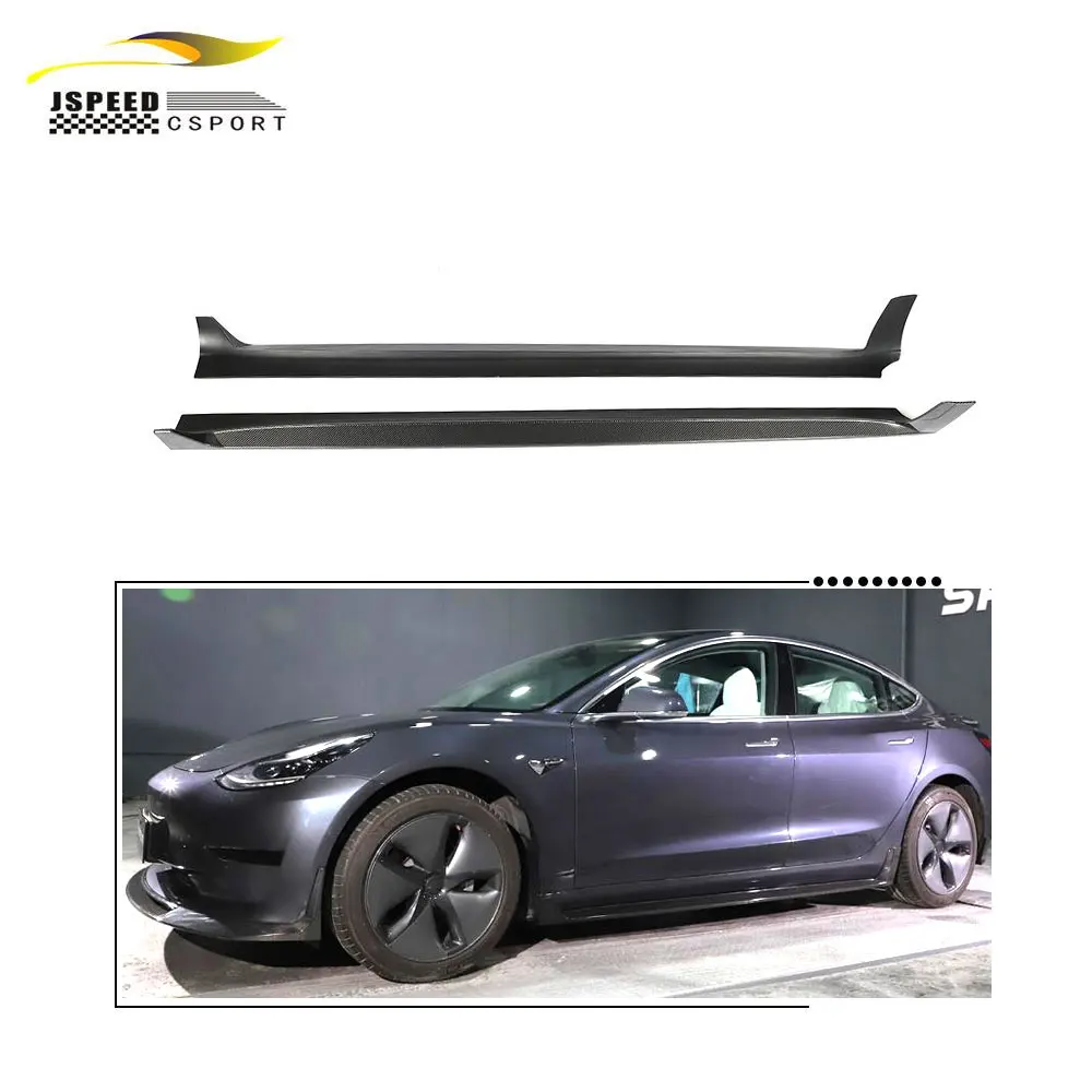 

Подходит для боковых юбок из углеродного волокна, 2 шт., седана Tesla Model 3 17-21, удлиняющая губа спойлера.