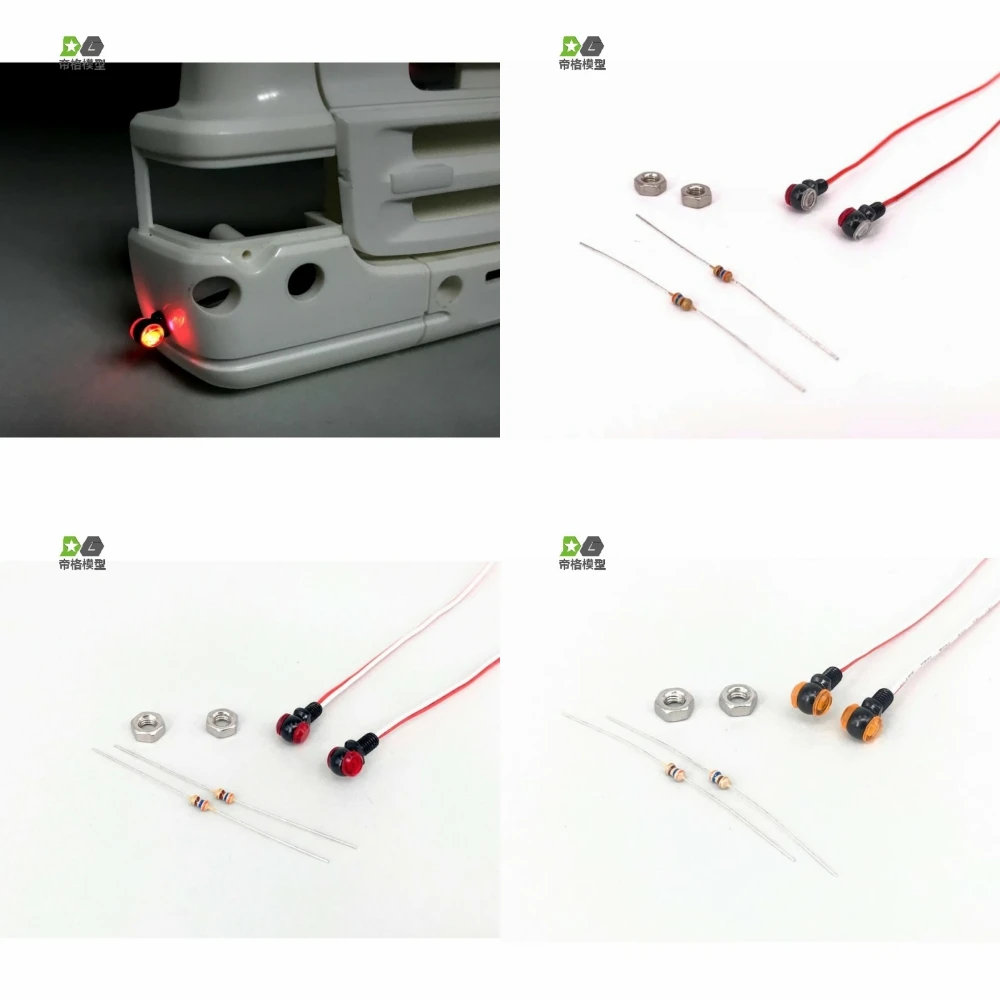 1 par de luzes laterais de lâmpada de posição led para escala 1/14 tamiya rc caminhão carro scania 770s benz 3363 volvo fh16 homem peças diy modelo de brinquedos