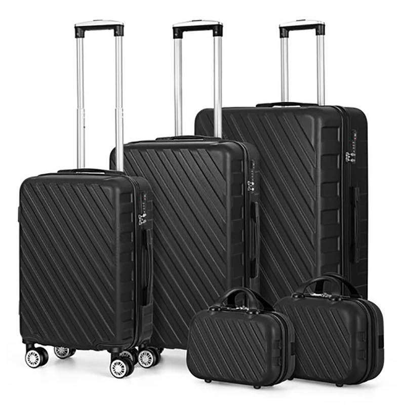 ABS Luggage Case 5-piece Set Suitcases Travel Black TSA Large Sized Luggage Traveling Bags with Wheels Mala De Viagem