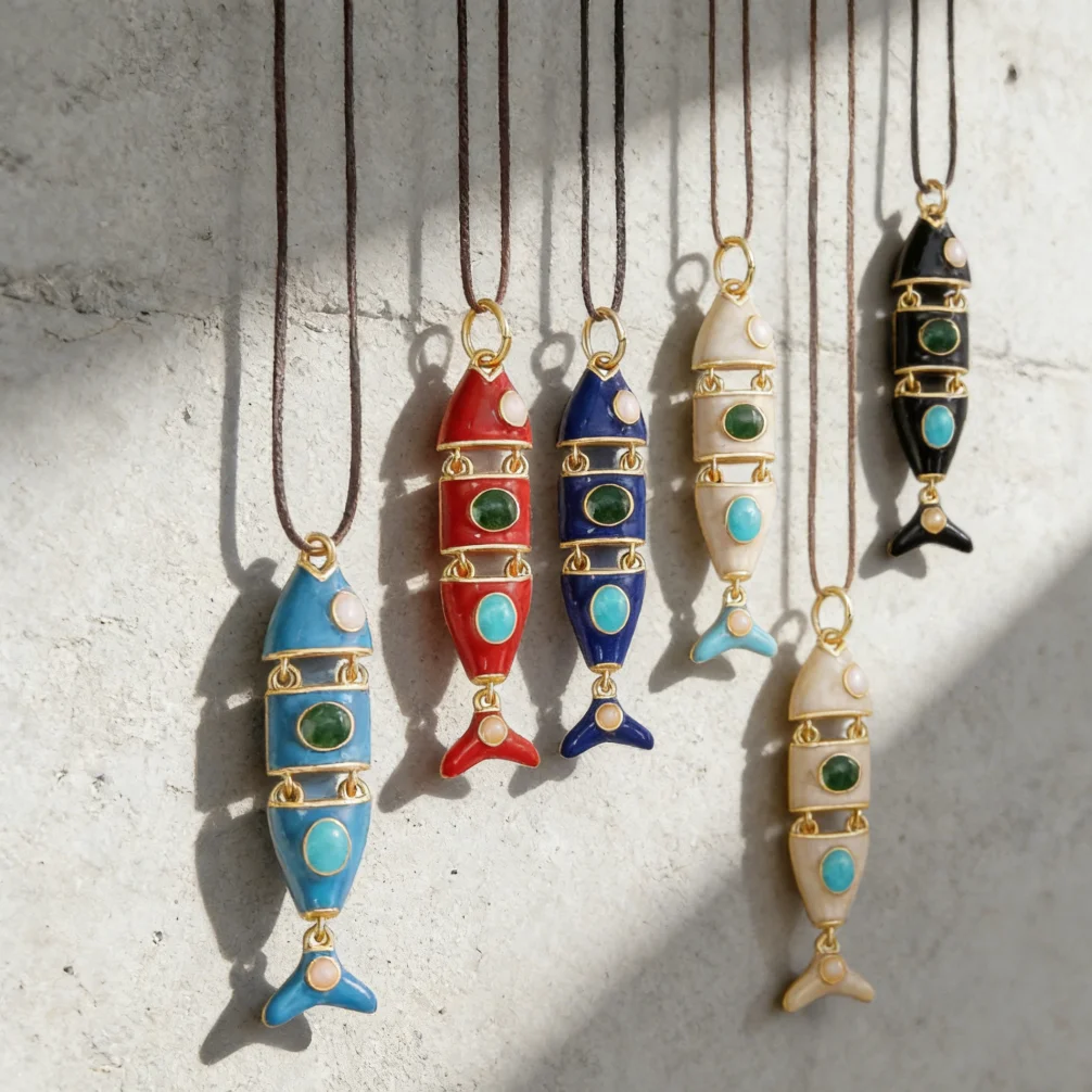 

2Pcs Pendants Sparkling Brass Zirconia Enamel Movable Colorful Fish Charms for DIY Jewelry Necklace Bracelet Making Accessories