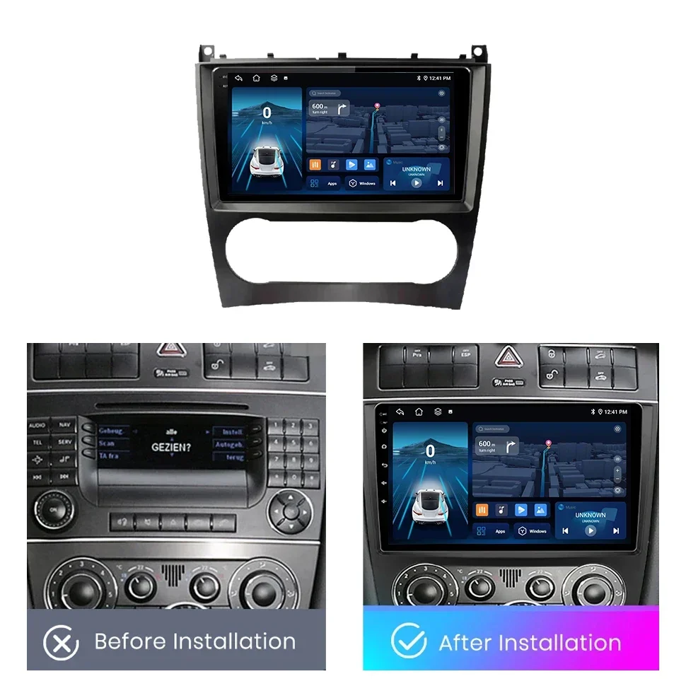 Car Radio Multimedia Player for Mercedes Benz C Class W203 C200 C230 C240 C320 C350  2005-2009 Carplay Car Screen Android Auto