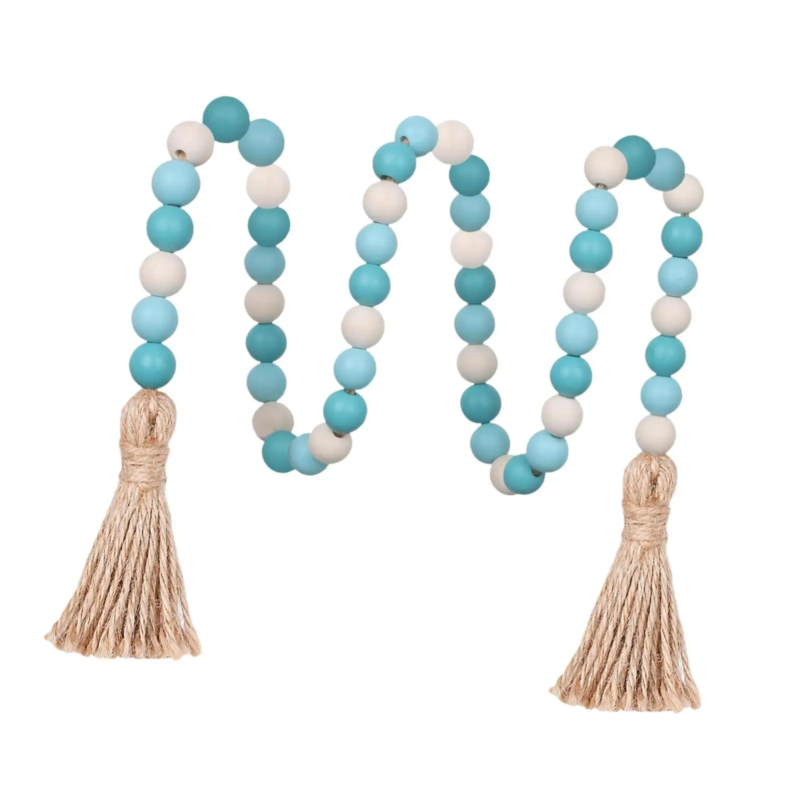 

Wooden Prayer Bead String 40inch Chic Tassels Wood Bead Rustic Country Wooden Bead Decor for Holiday Porch Trees Window Wedding