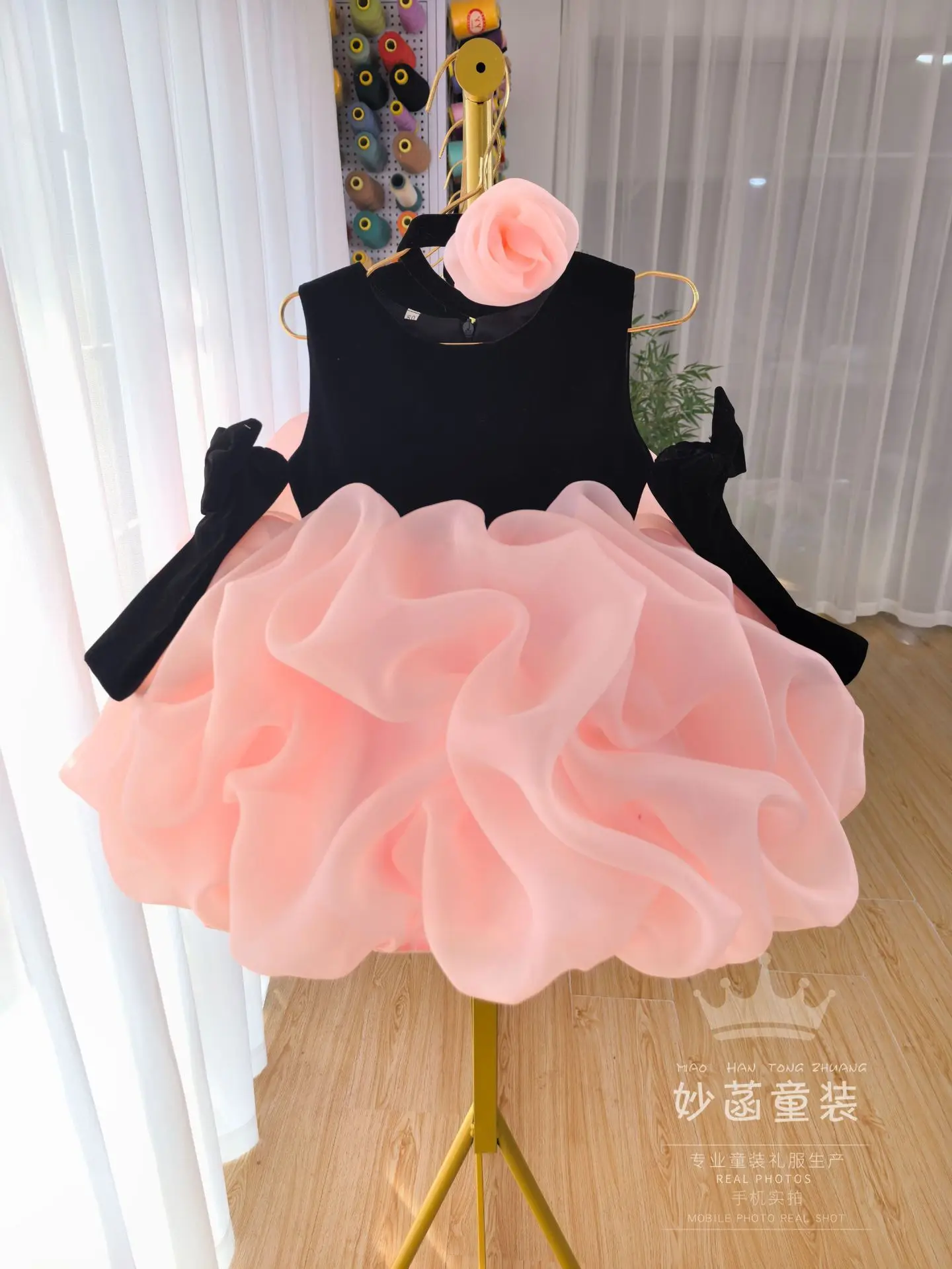Girls Princess Dress New Summer Children's Dress Children's June 1 Host Show Tousled Dress High-end Elegant Wedding Dress