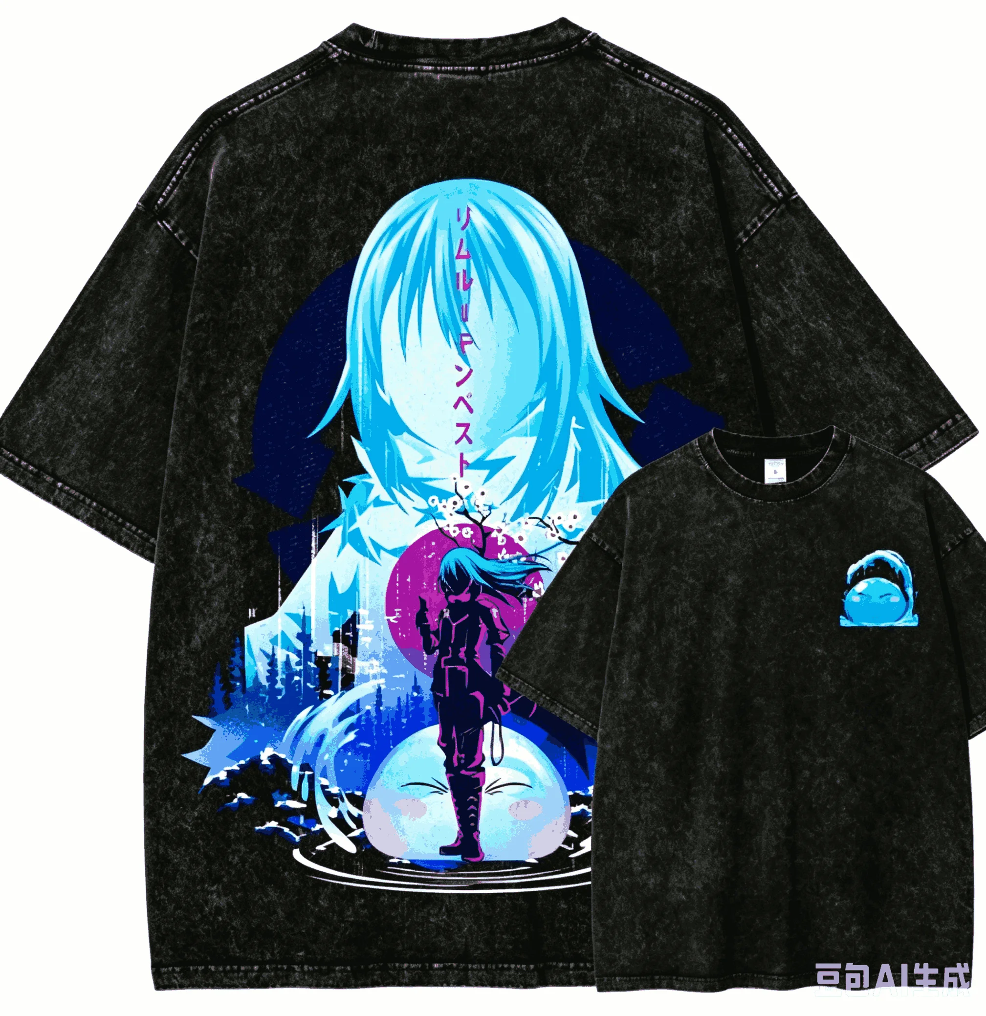 That Time I Got Reincarnated as a Slime Washed T-shirt Anime Lover Harajuku New Model Oversized Vintage Loose Streetwear Unisex