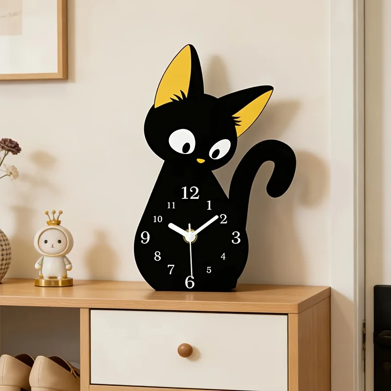 Creative Cartoon Cat Desk Clocks Home Decor Acryli Silent Wall Clock for Bedrooms Living Room Office Table Decoration Clock