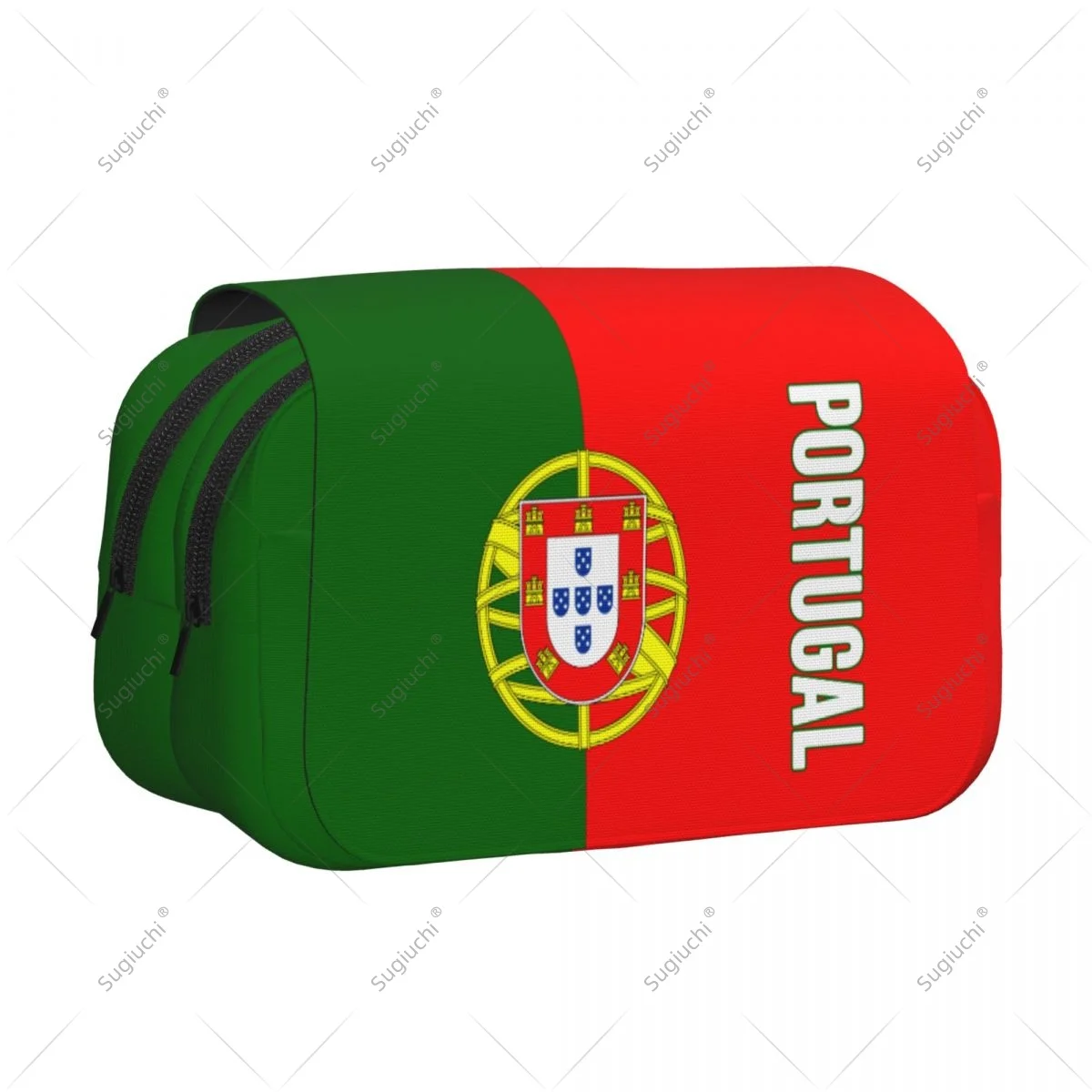 Pencil Case Scissors Bags 3D Portugal Flag Double-layer Oxford Cloth Stationery Storage Pen Box Case