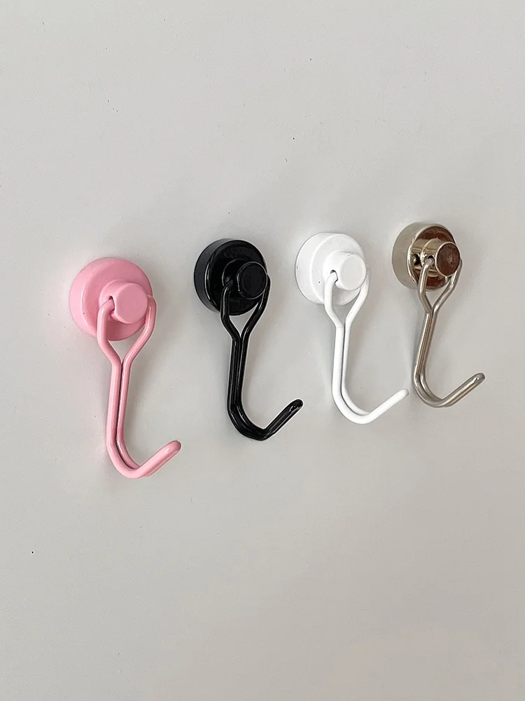 Powerful Magnetic Iron Hook for Mask Storage Kitchen Frie Adhesive Iron Dustpan Holder Single Hook Strong Load Bearing