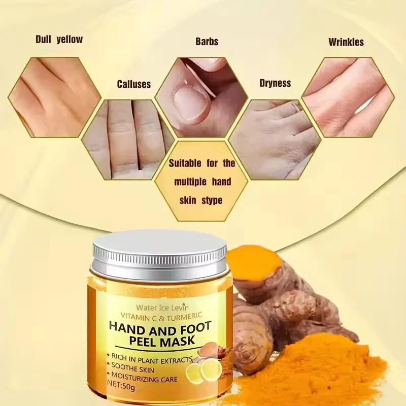 Vitamin C Turmeric Hand Wax Mask For Hands Feet Body  Smoothing Skin Gently Cleansing Brightening Moisturizing Exfoliate Serum