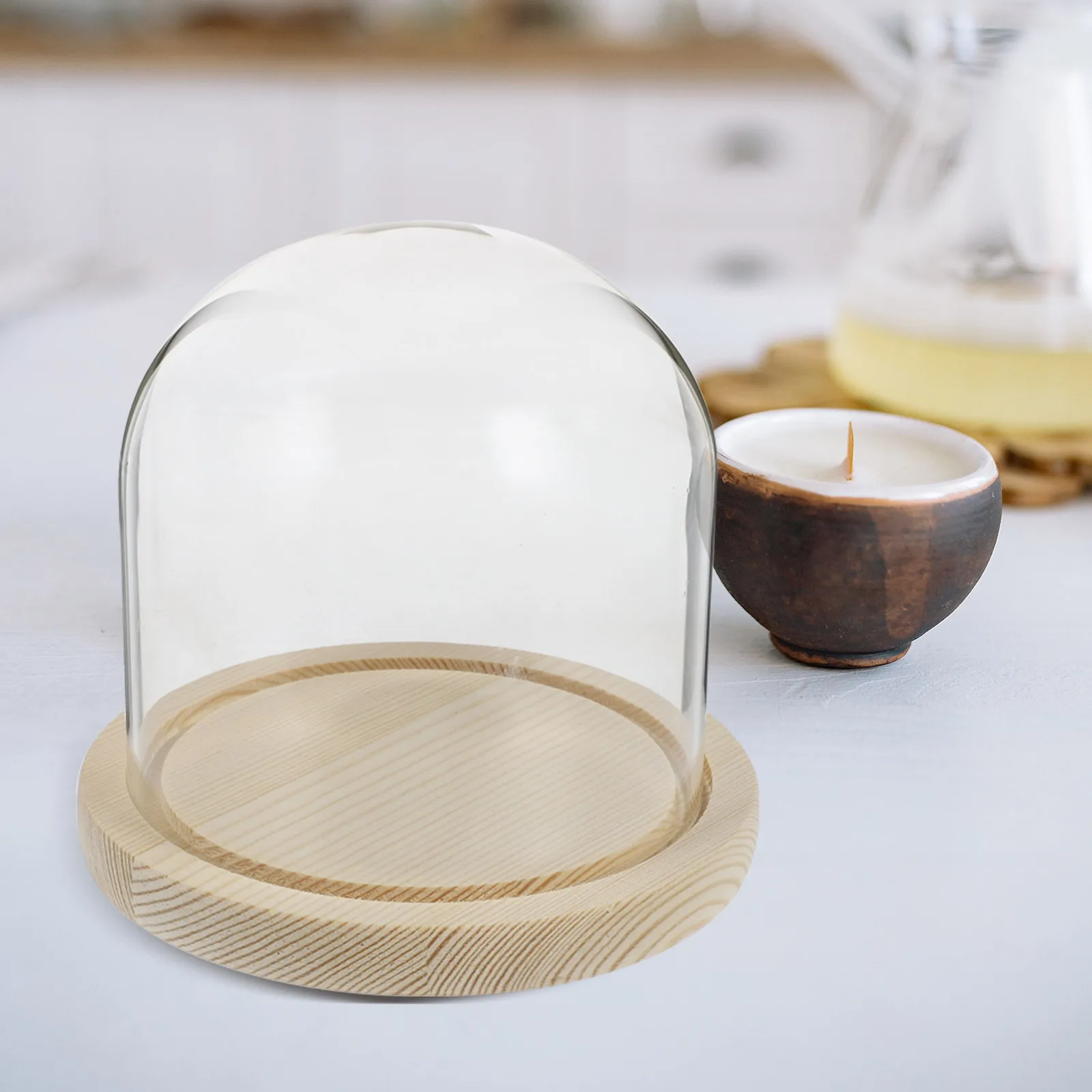 

1Set Eternal Flower Cover Clear Glass Dome Decorative Display for Preserved Flowers Silk Arrangements Home Office Decoration