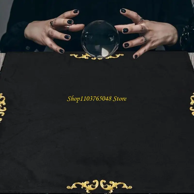

R53E Vintage Altar Tarot Table Cloth Tarot Cards Bag Party Square Table Cover Divinations with Tarot Drawstring Set