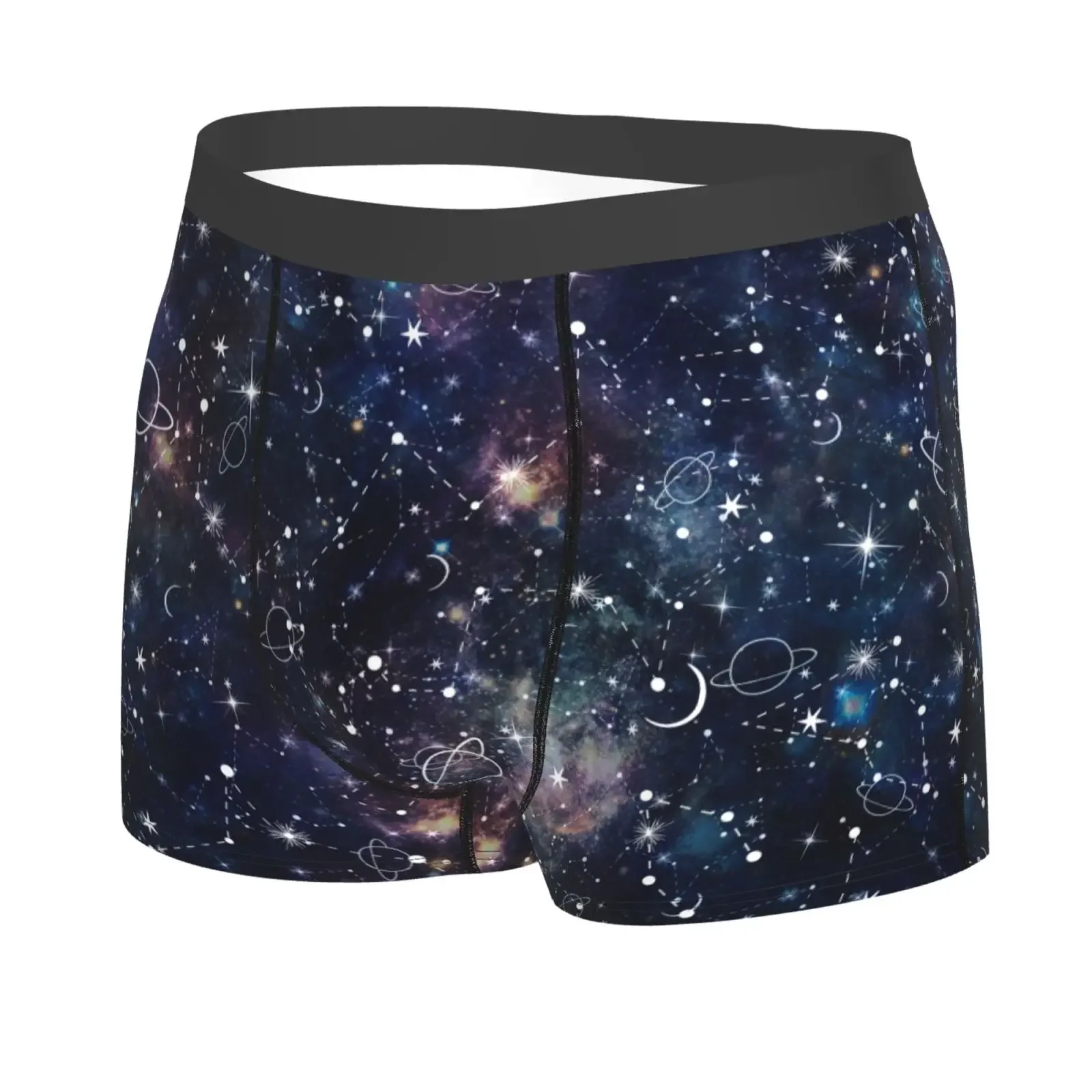 Planet Star Constellation Galaxy Print Man's Boxer Briefs Breathable Funny Underwear High Quality Print Shorts Gift Idea