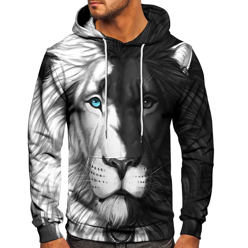 Harajuku Style Animal Lion Tiger 3D Printing Sportwear Clothes Hoodies Female Euro Size S-6XL Hooded Sweatshirt Casual Pullover