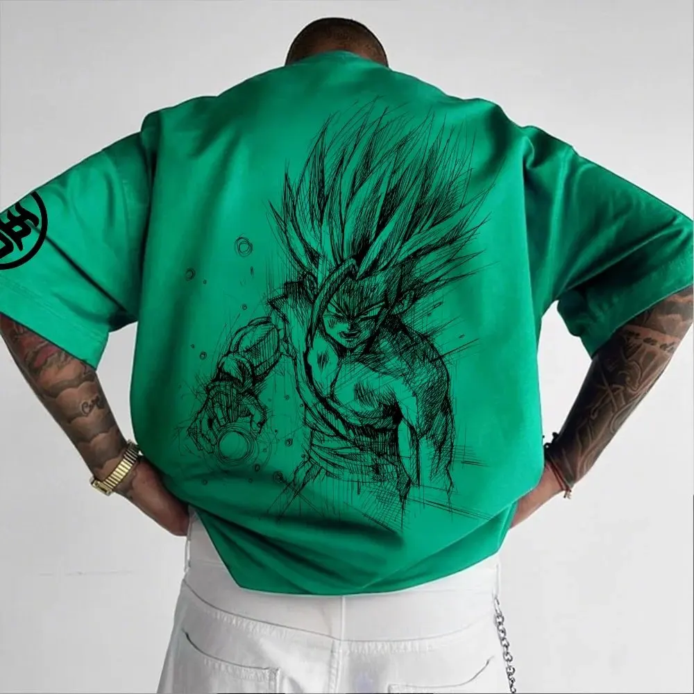 Dragon Ball Animation T-Shirt Men's Summer New Double-Sided Printing Loose Casual Harajuku Trendy Short Sleeve Parent-child Top - view 4