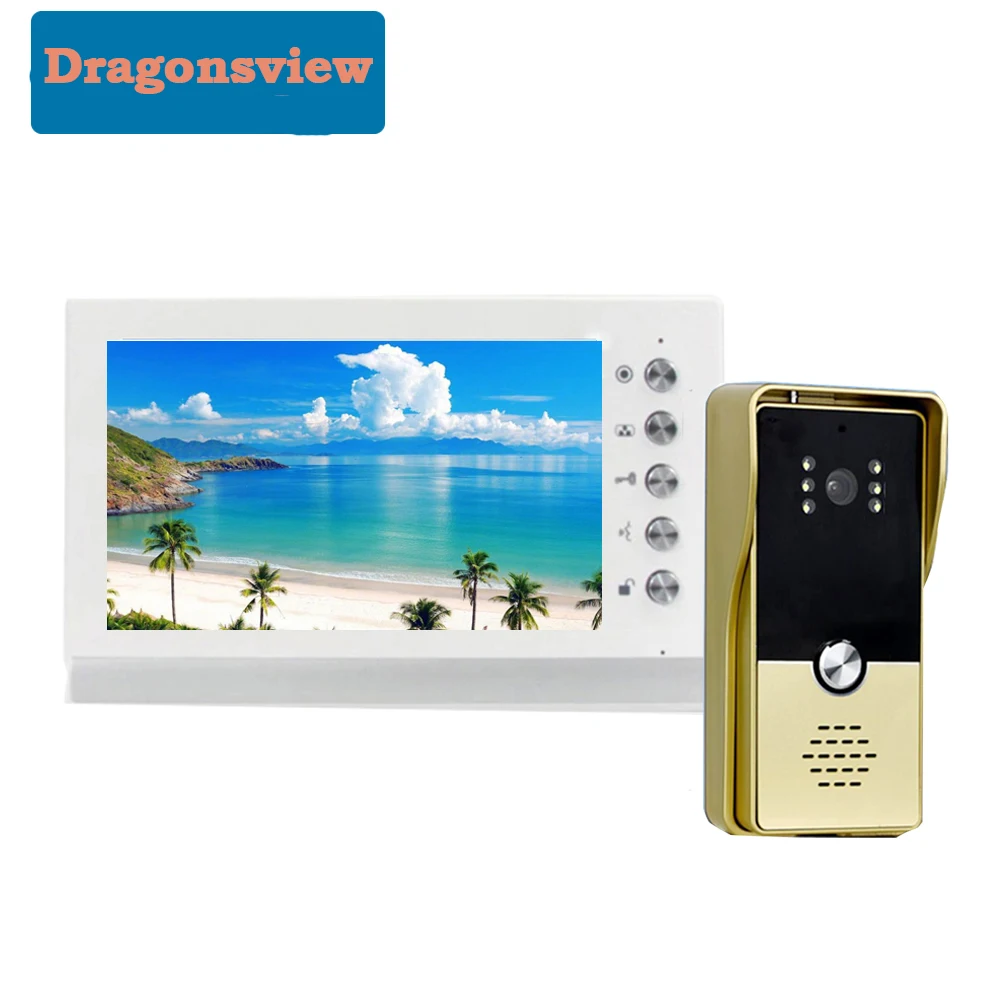 Dragonsview 7 Inch Color Video Door Phone Kits Video Intercom System for Home Outdoor Doorbell with Camera for Villa Apartment