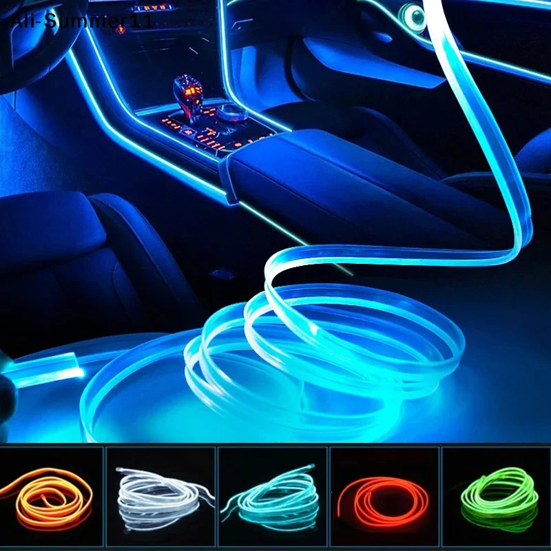 

【Wq0】【A6L】RGB Car Interior LED Light Strip Ambient Neon Invisible Light USB Fiber Optic Atmosphere Lamp Support Control Colorful