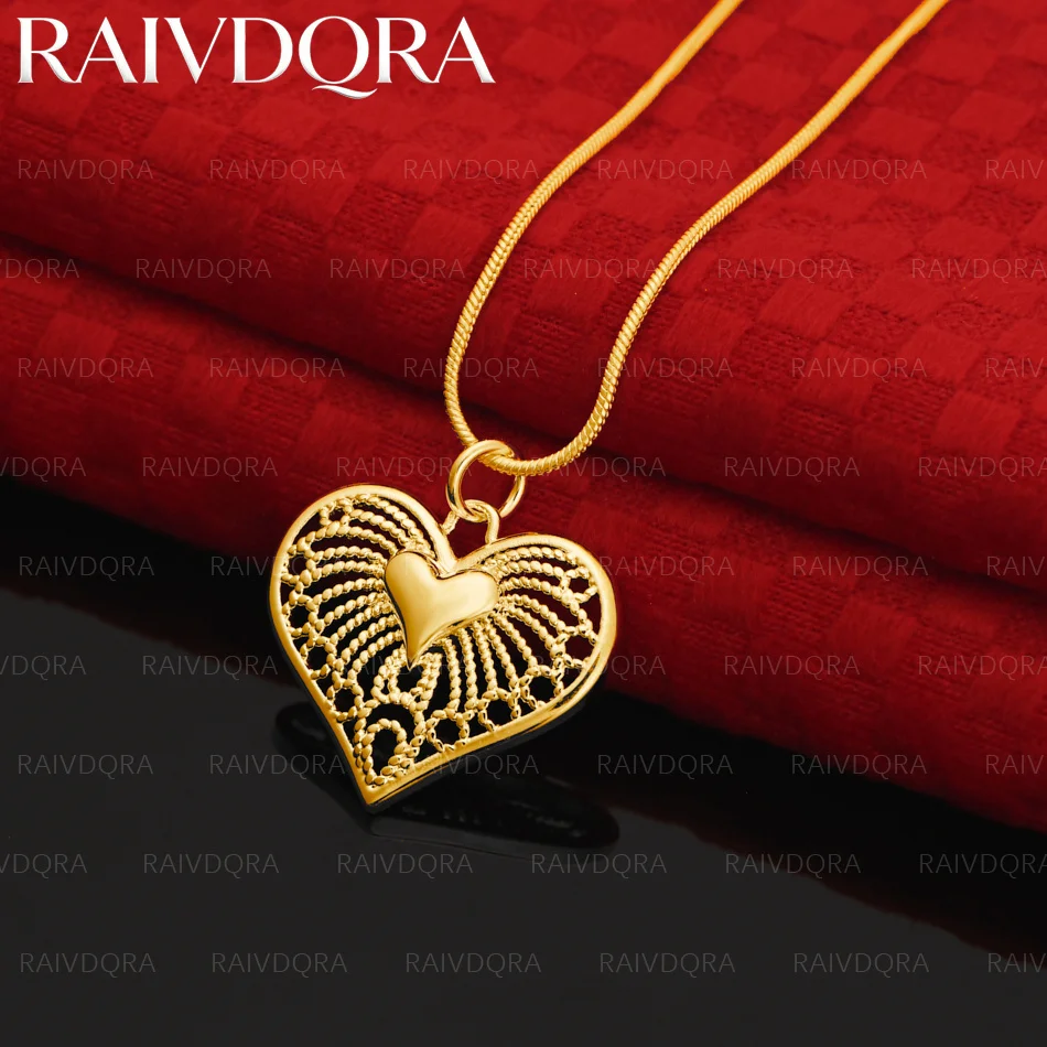 

18K Gold Plated Heart Pendant Necklace For Women Anniversary Gift Popular Wild Fashion Romantic Jewelry