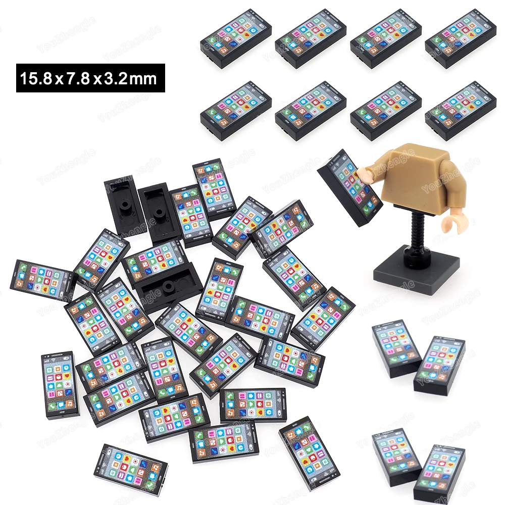 Moderne Mobiele Telefoon Gedrukt Tegels 3069 Communicatie Bouwsteen 1*2 Figuren Verbinding Tool Accessoires Model Kind Geschenken Speelgoed