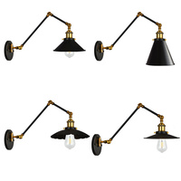 Black Long Swing Arm Wall Light Vintage Loft Interior Rotary Sconce Swivel Read Bedside Wall Lamp Home Decor Industrial Fixture