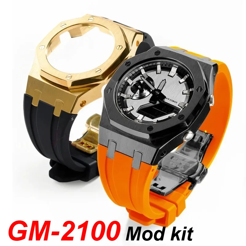gm2100-steel-case-strap-mod-kit-for-g-shock-casio-5611-gm-2100-gbm-2100-modified-fluororubber-band-metal-bezel-replacement-parts