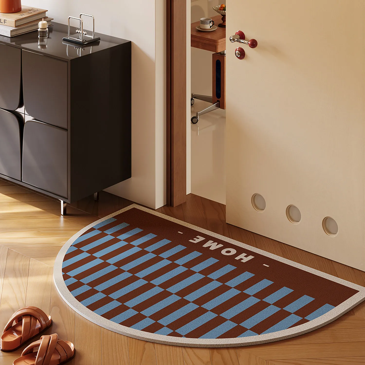 MELLON Half-round Entrance Door Mat Dirt Resistant Silk Ring Wear-resistant Anti Slip Doormat Absorbing Quick-drying Floor Mats