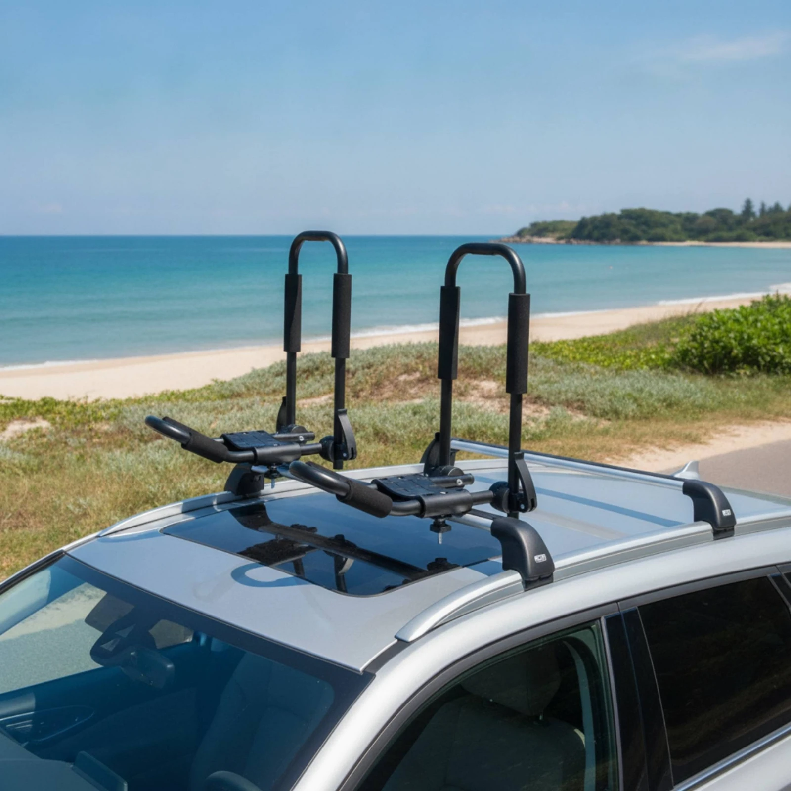 J-Bar Roof Rack Fold-down Roof Rack with Padded Arms Carrier Heavy-Duty Sleek-Profile for Kayakers, Road Trips