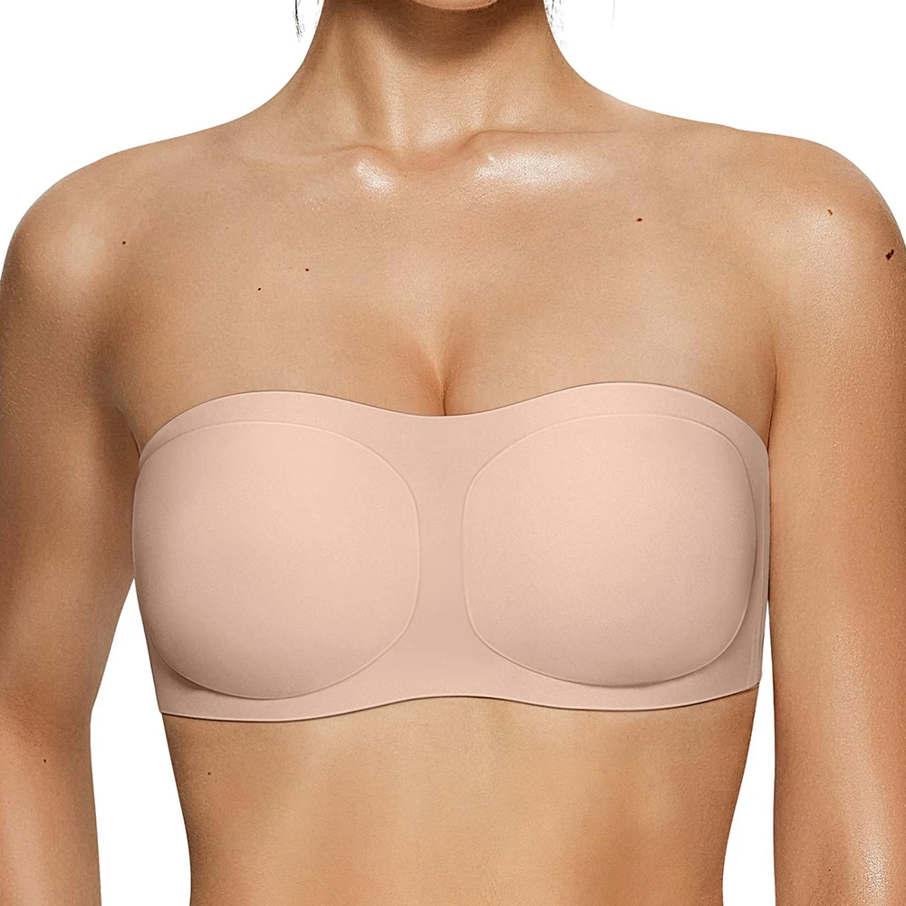 

Strapless Push Up Jelly Bra Women's Bandeau Bra Without Straps Non-Slip Seamless Bralette No Underwire Soft Daily Brassiere