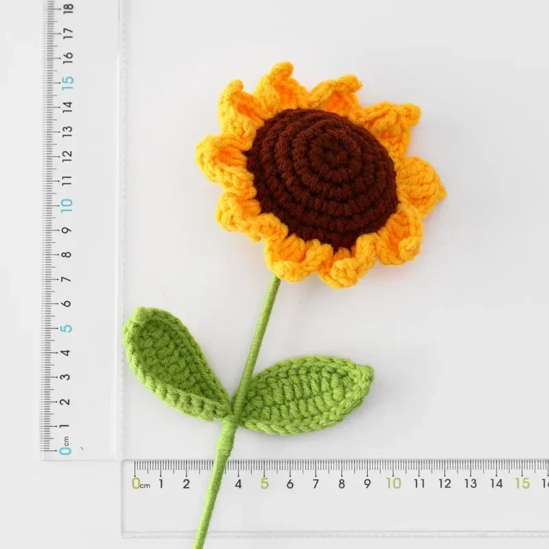 الإبداعية الكروشيه عباد الشمس الأواني الزهور المحبوكة يدويا زهرة التخرج المنسوجة زهرة الأصدقاء هدية سيارة ديكور المنزل