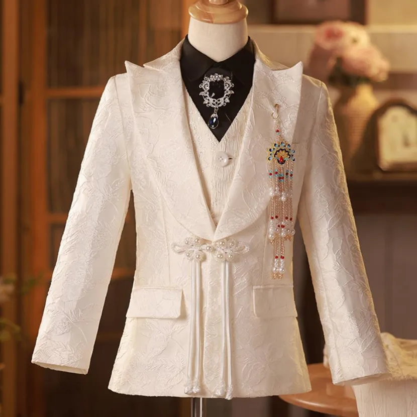 

Children's Host Performance Costume Suit Kids Wedding Birthday Baptism Formal Party Evening Gown Boy Blazer Sets a3221