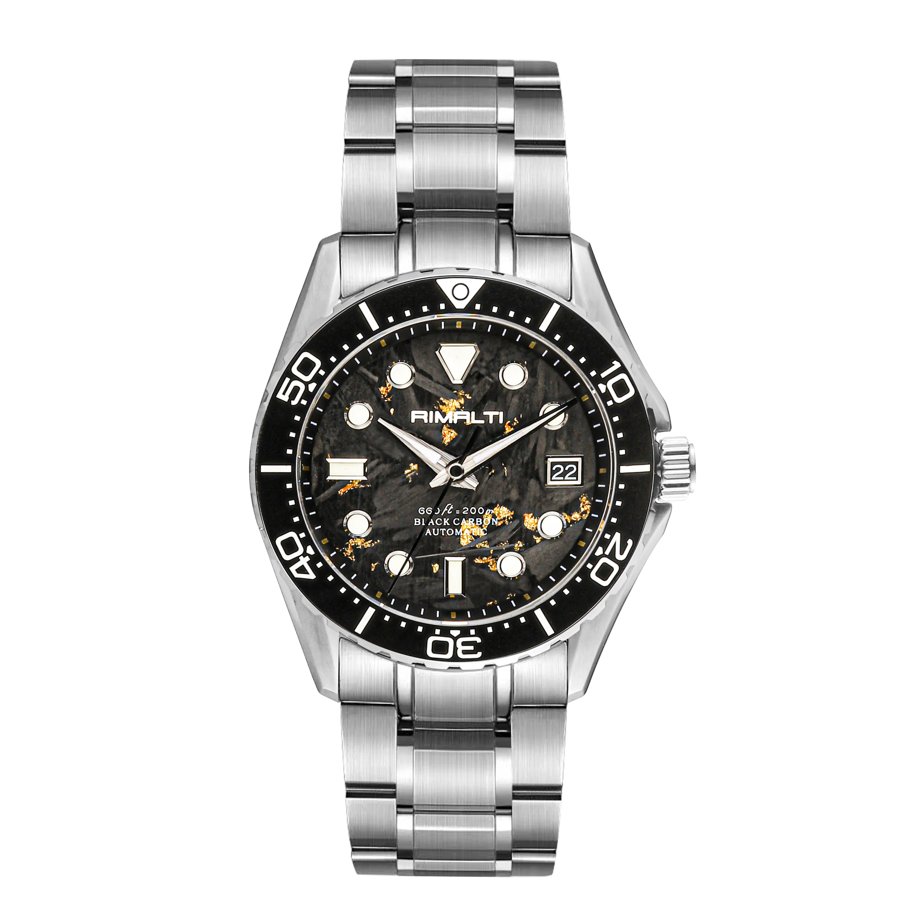 RIMALTI 40MM New Carbon Fiber Dial Quality Linen Automatic Mechanical Luxury Classic Business Sapphire 20Bar NH35 Sale