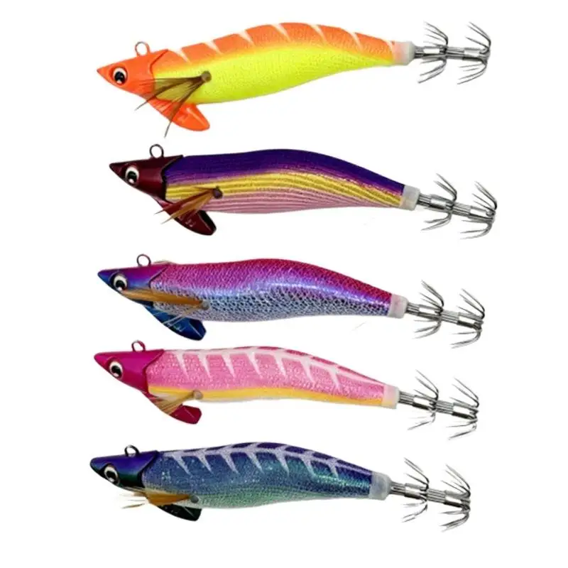 Lead TR Head Luminous Squid Hook Jigs Lead-headed Wooden Structure Shrimp Octopus Cuttlefish Egi Squid Jig