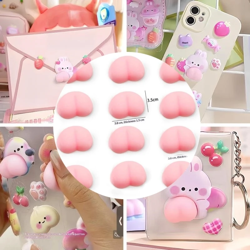10 pegatinas divertidas de nalgas de melocotón, juguete suave antiestrés, calcomanías para teléfono, portátil, accesorios de bricolaje