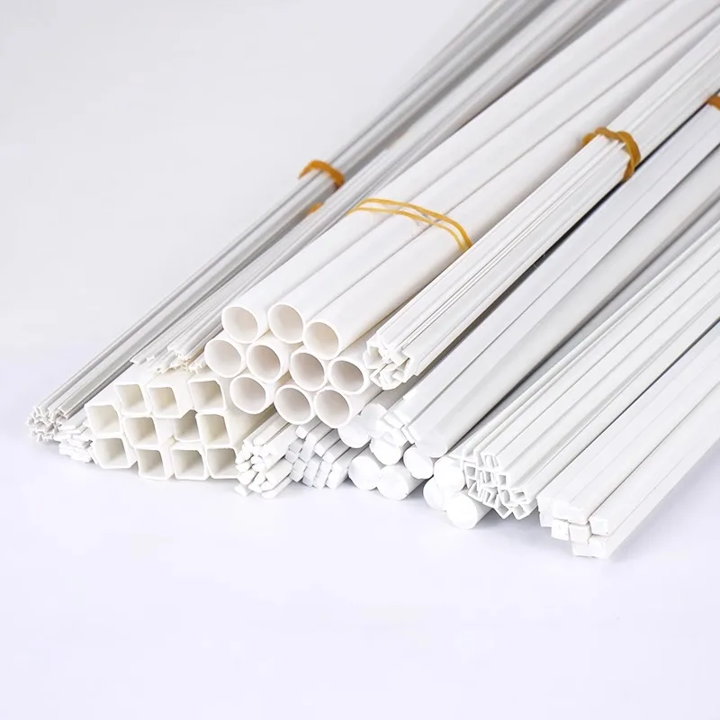 500mm ABS Plastic Tube Round Rod Hollow Tube Rectangle Plastic Rod Model Building Kit HO Scale Accessories Architecture Material