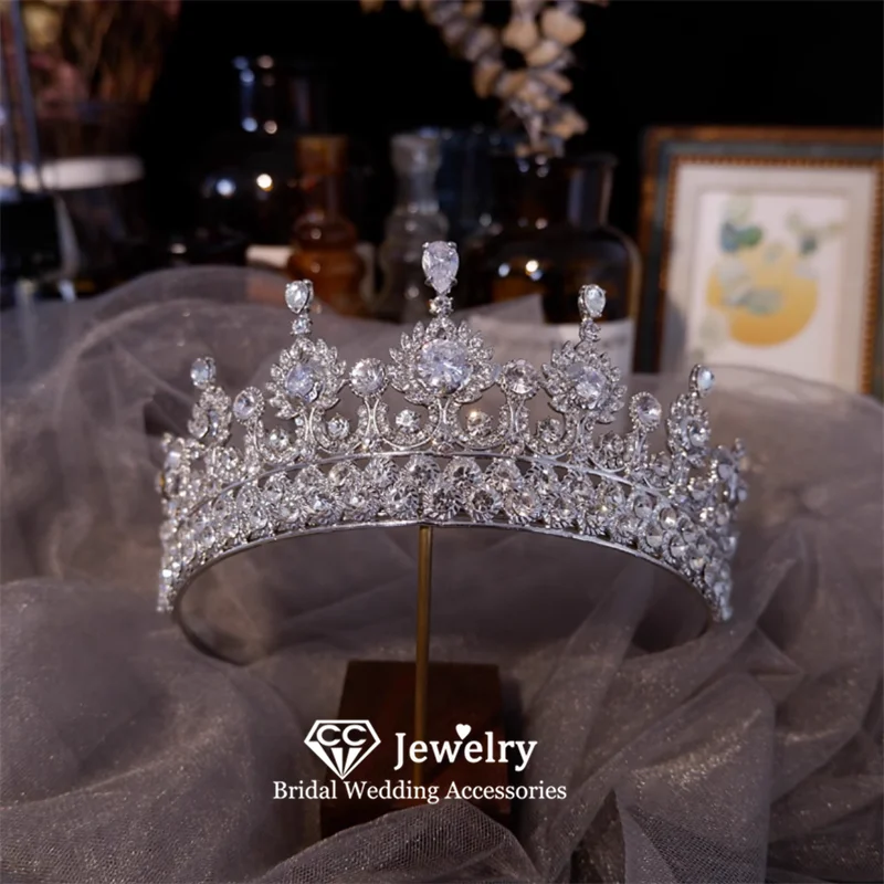 

CC Bridal Crown Women Hair Accessories Wedding Headpiece Engagement Jewelry Shining Tiaras Crystal Pageant Diadems Party HS33
