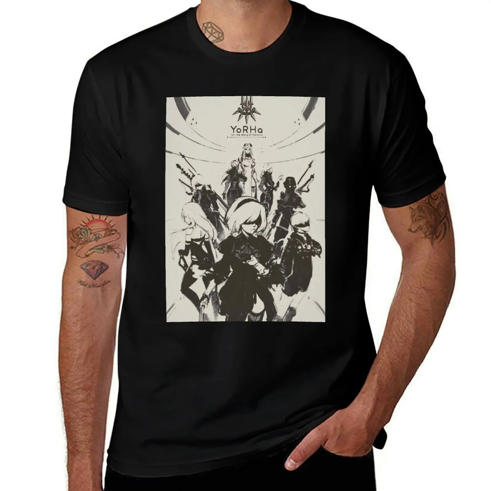 Nier Automata Collage Yorha T-Shirt Basic Regular Fit Casual T-Shirt
