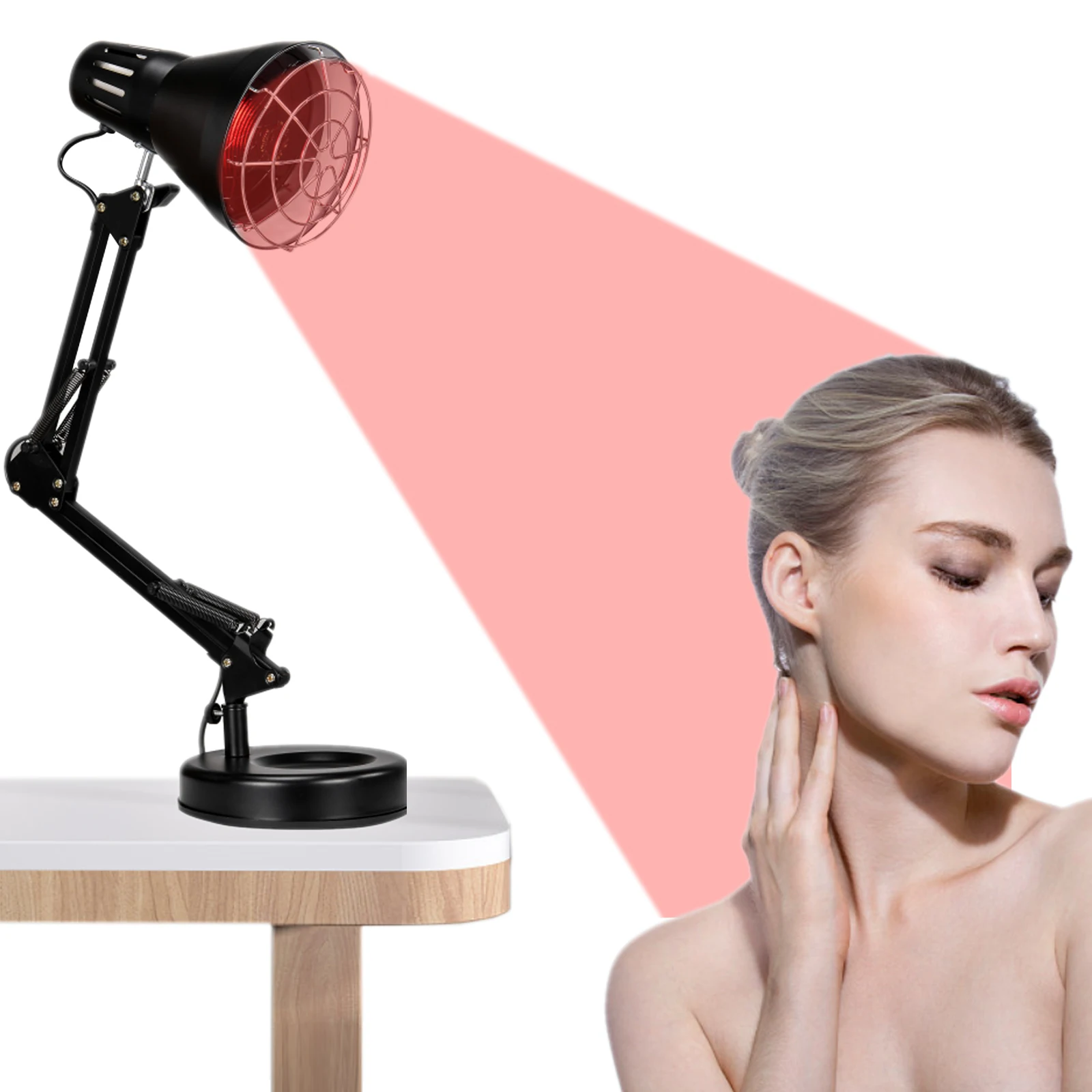 Red Light Therapy Near Infrared Lamp Bulb Device 18 LED for Skin and Body Pain Relief with Flexible Adjustment Bracket 660nm and