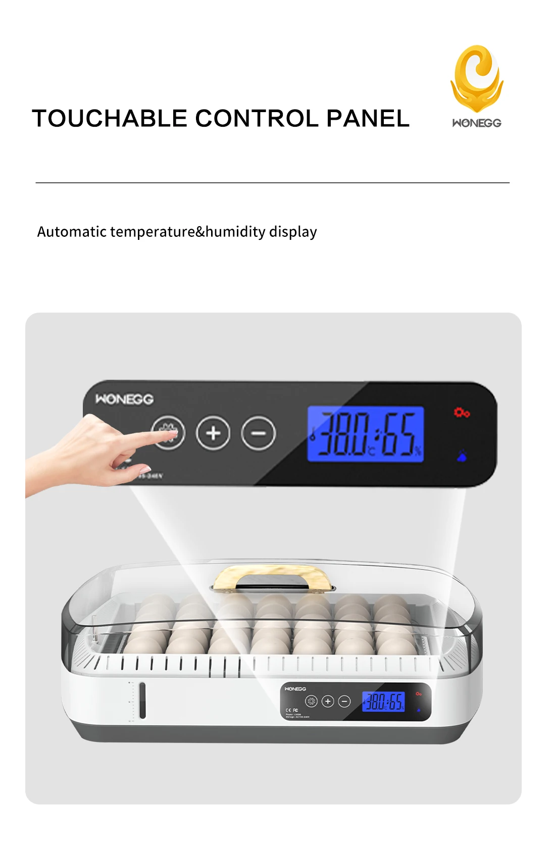 Rolling Egg Tray 35 Eggs Full Automatic Thermostat Chicken Incubator