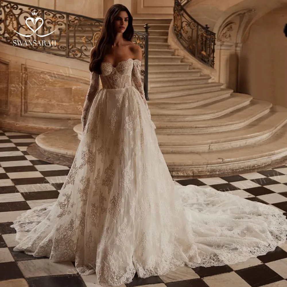 Off the Shoulder Wedding Dress 2026 Sweetheart Appliques A-Line Princess  Bride Gown SwanSarah M347 customized Vestido De Novia - AliExpress 320