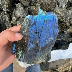 Natural Crystal Labradorite Blue Flash Raw Stone Unpolished Gemstone Specimens - Flowing Light Ornaments Decor for Mineral